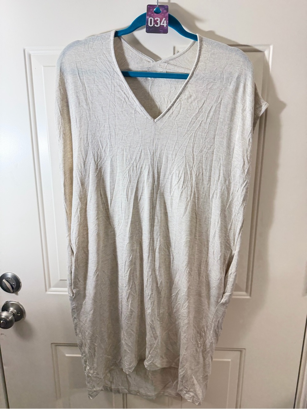 Lou & Grey V-Neck Oversized Tunic Dress Women’s Medium Heather Gray 034